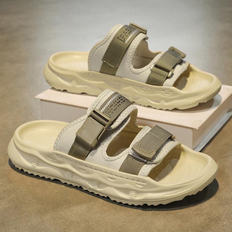 Stepping On Shit Slippers Men's Casual Non-slip Thick-soled Coconut Sandals Foreign Trade Printed Linen One-word Slips