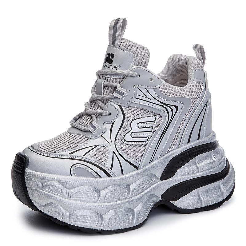 Thick-soled inner height increase 12CM dad shoes women's autumn new mesh breathable casual shoes small sports shoes