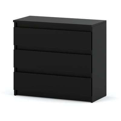 Black Chest Of Drawers 80 Cm 3 S Tv Cabinet Furniture For Living Room Bedroom