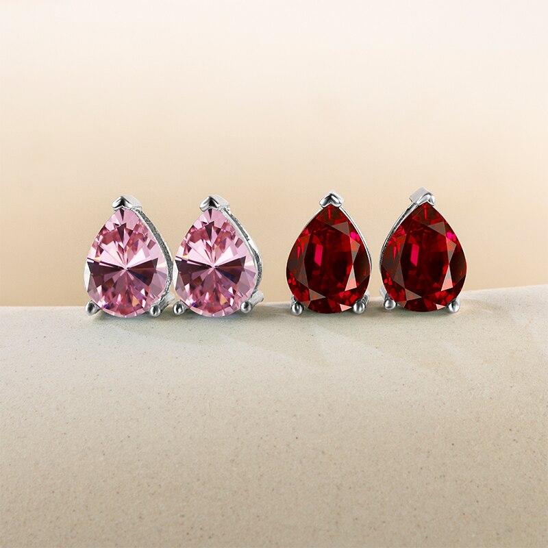 Gica Gema Klassische 100% 925 Sterling Silber Birne erstellt High Carbon Diamant Ohrstecker Weißgold Ohrringe edlen Schmuck