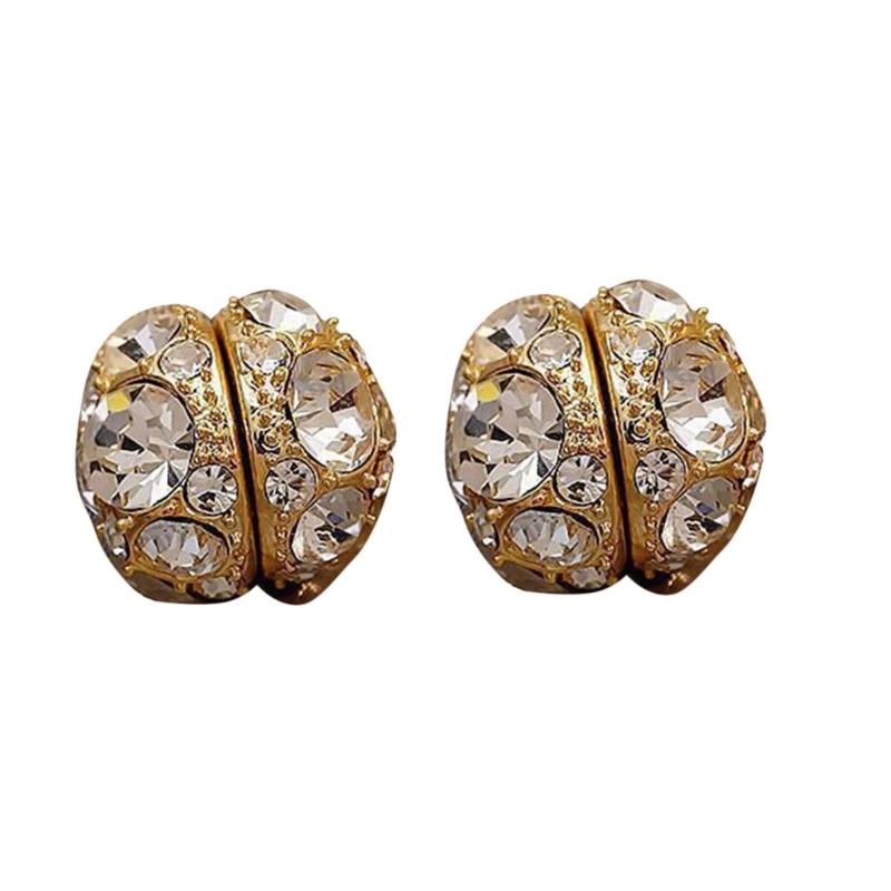 Non Piercing Magnetic Stud Earrings Round Inlaid Zircon Clip On Earrings Gauges Fashion Stud Earrings for Women Girls