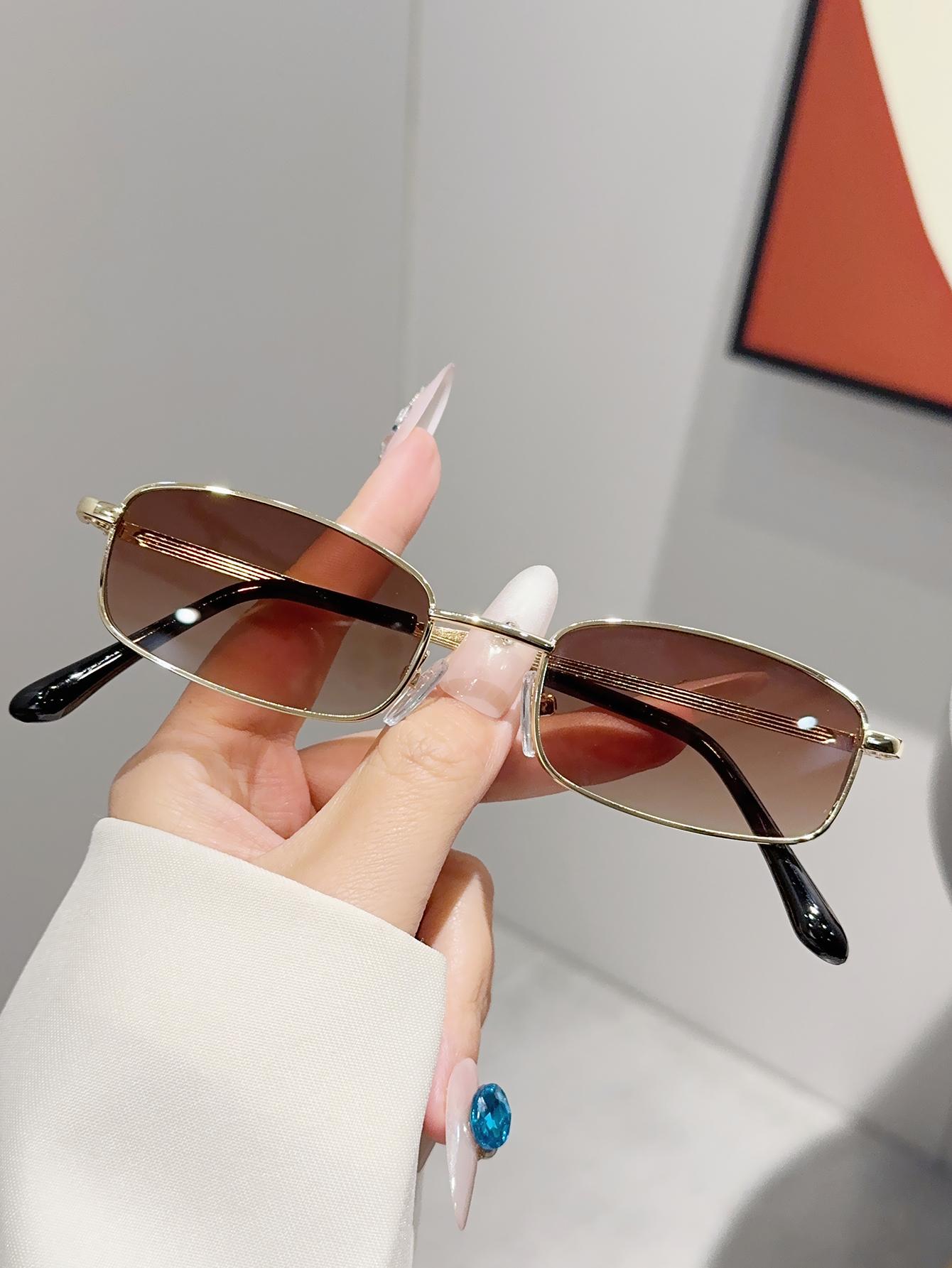 

1Pc Fashionable Rectangular Small-Frame Women s Sunglasses, Perfect for Beach Vacations and Travel, Essential for Street Style