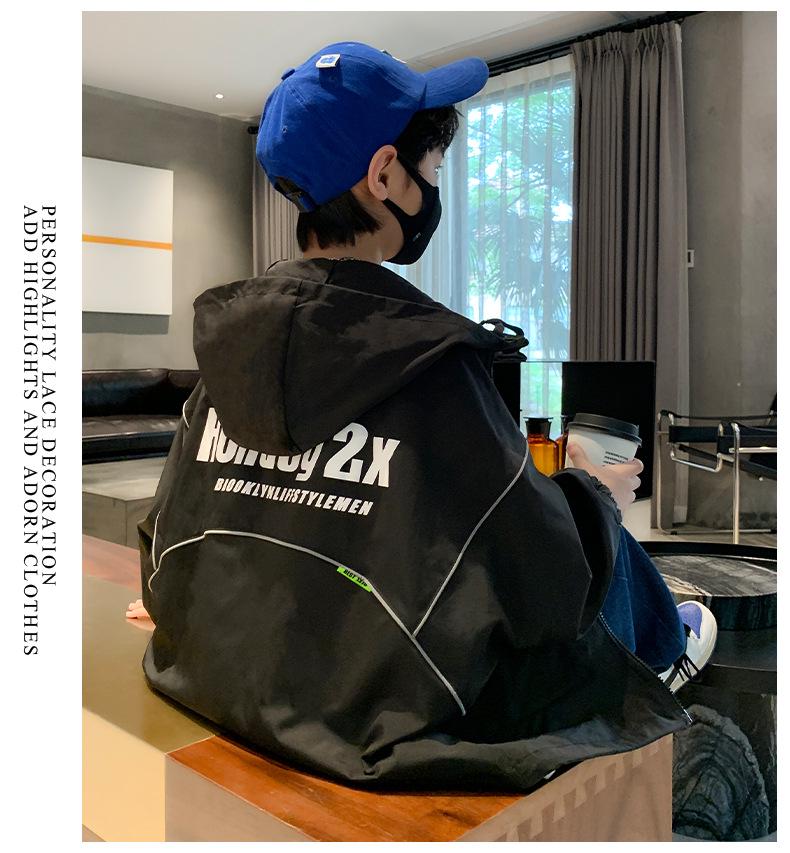 Boys' 2026 Spring Hooded Windbreaker Jacket - Trendy and Casual Sportswear for Medium to Large Kids