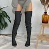 Damen Winter Beinwärmer Ausgestanzt Gestricktes Muster Oberschenkelhohe Stiefelsocken Einfarbige Über dem Knie Lange Strümpfe
