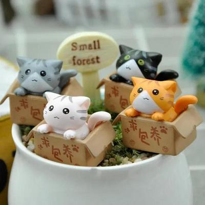 4 Piezas Mini Adorno de Gato Estatua de Gatito para Jardín Regalo Para Niños Habitación de Niños Bebé Juguete Lindo Kawaii Figuras Miniatura Decoración del Hogar