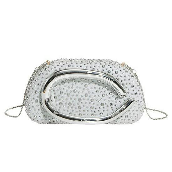 Borsa a Mano Rotonda in Acrilico di Tendenza Europea e Americana con Manico in Metallo - Borsa a Spalla/Crossbody da Sera da Donna