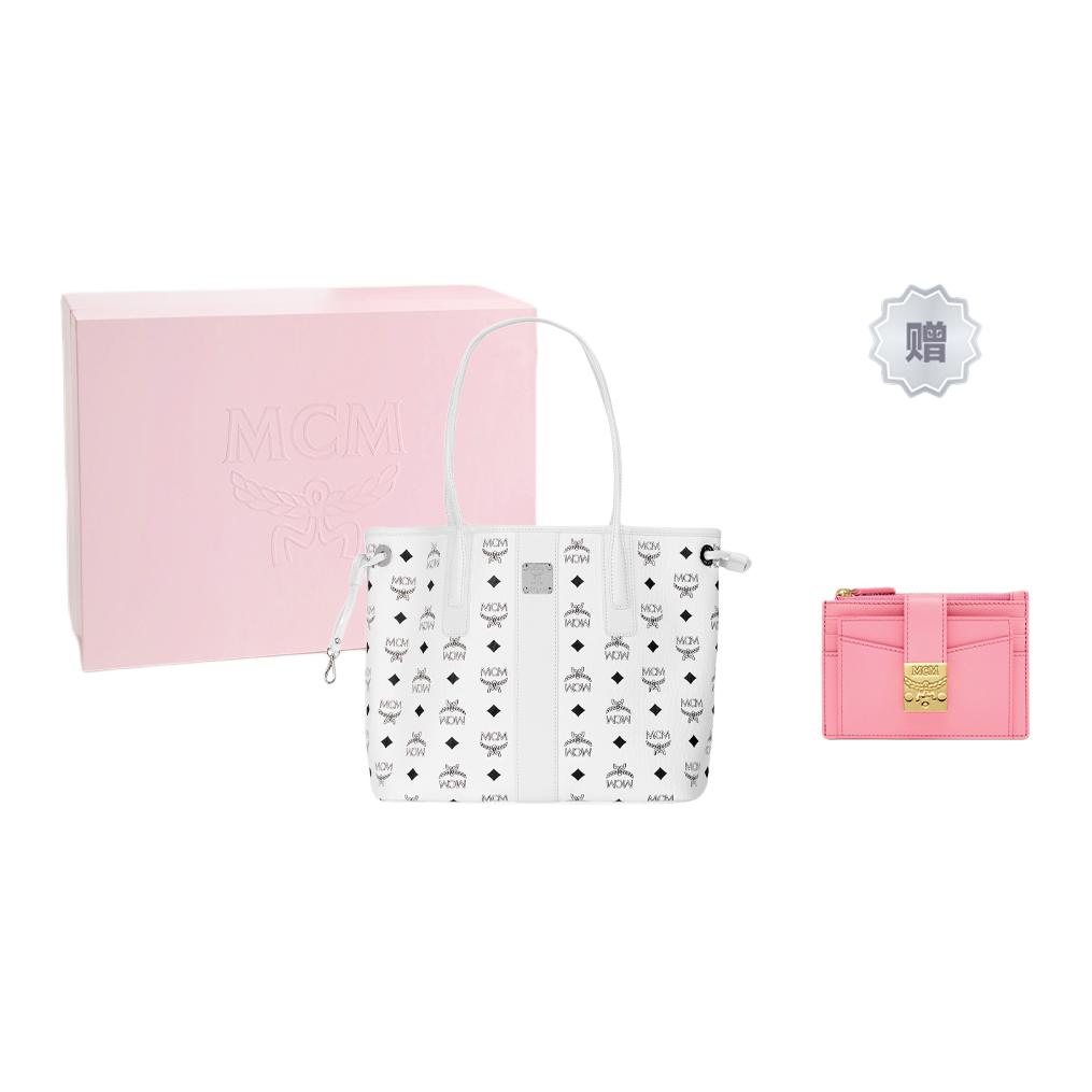 New MCM Liz Visetos Leather Combo Bag, Tote Bag, Shopping Bag, Shoulder Bag, Handbag Regular Women's White MWPDSLR02WT001