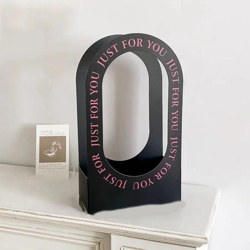 

1 шт. Портативная цветочная корзина, упаковка для роз, подарочная коробка для свадьбы, дня рождения, рождественской вечеринки, букета цветов, декора чёрный