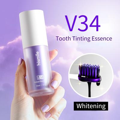 V34 Zubná pasta Purple Color Corrector Zubná pasta na zuby Biela rozjasňujúca zubná pasta na starostlivosť o zuby na zníženie žltnutia 30 ml
