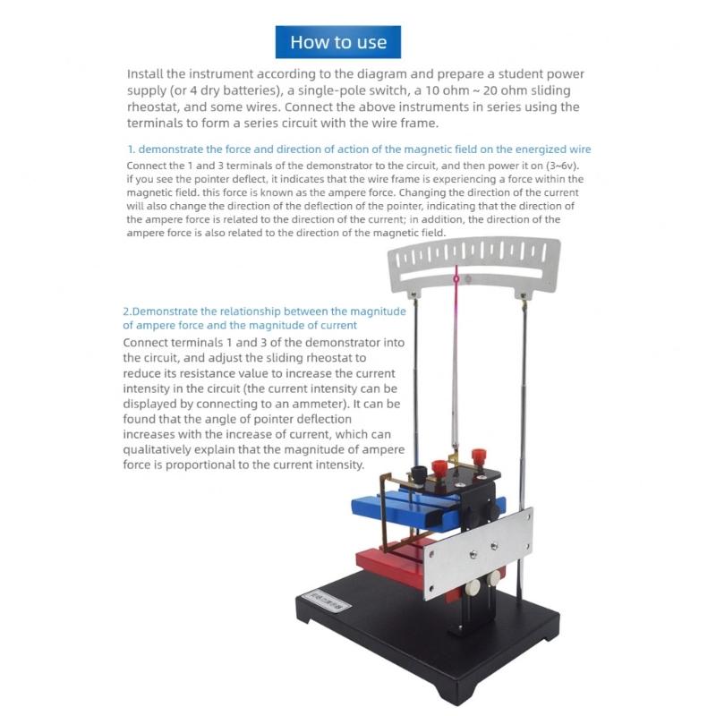 Physics Teaching Device for Demonstrating Force On Electric Current In Magnetic Field for Quick Setups and Longevity