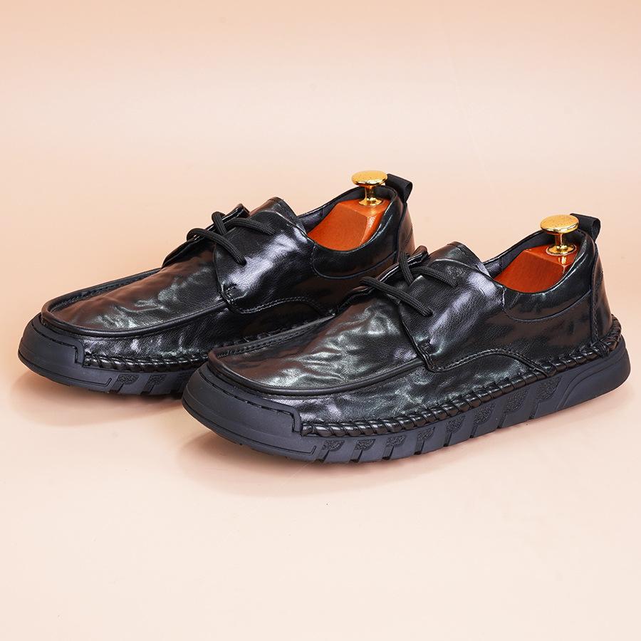

Casual leather shoes men s summer new leather one-pedal men s shoes British soft-soled Doudou shoes cowhide wide-footed small leather shoes 44