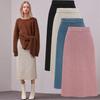 Women's High-Waisted Wool Midi Skirt - Retro A-Line for Autumn/Winter