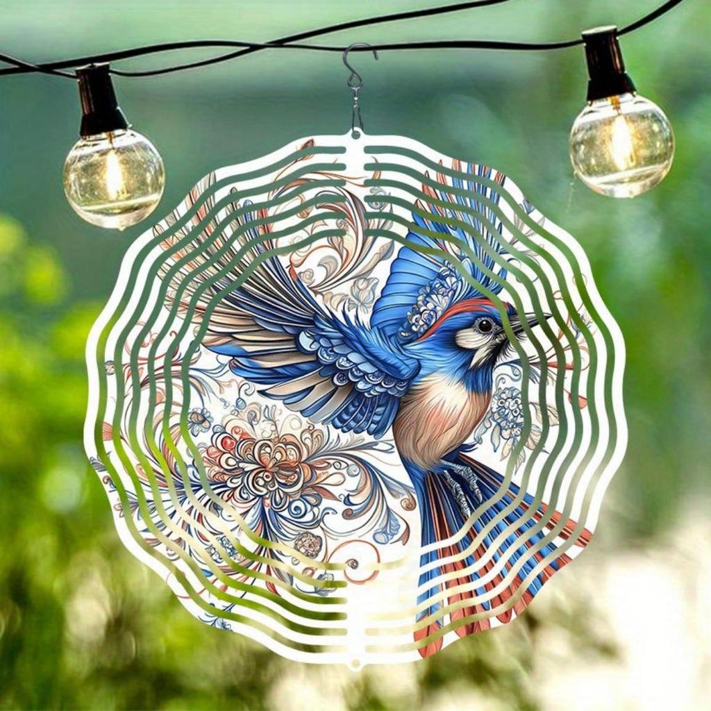 Metal Wind Spinner with Soaring Bird Design Outdoor Garden Decor for Patio Porch Holiday Gifts Halloween Christmas Thanksgiving Birthday
