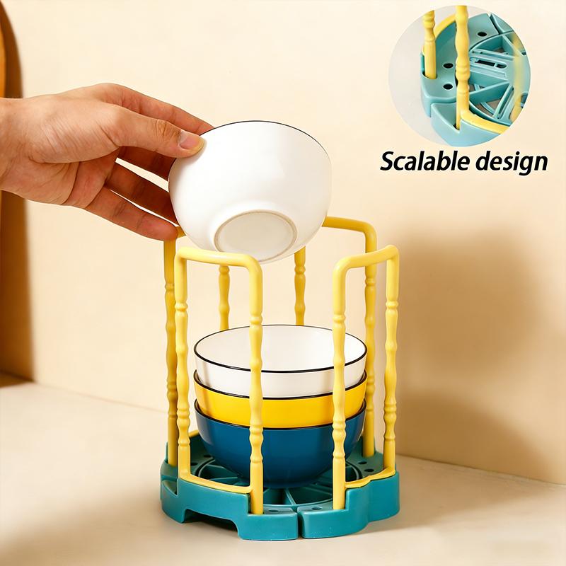 Portable Retractable Bowl Holder Drain Removable Cabinet Dishes Storage Rack Water Cup Kitchen Organizer