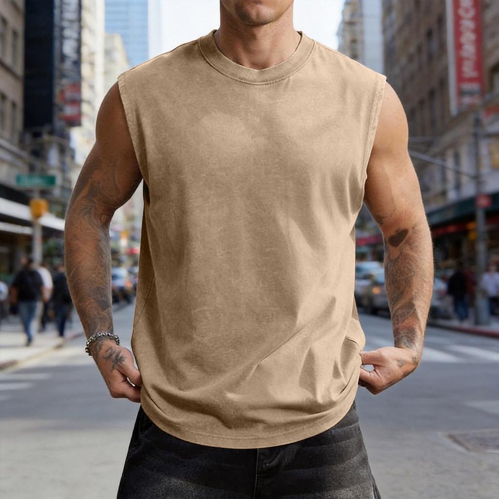 Unisex Sleeveless Casual Tank Top Loose Fit Vintage Streetwear Style Athletic Muscle Shirt Comfortable Fabric Soft Texture