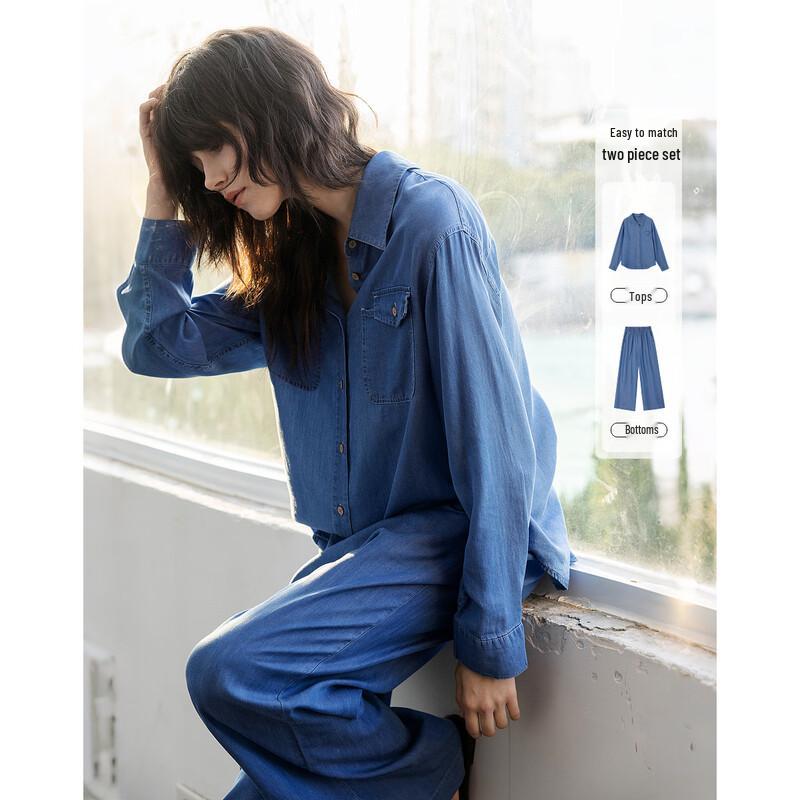 

Demana Women s 100% Lyocell Asymmetrical Pocket Top & Pants Set M