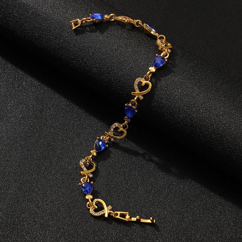 Love Fashion Hand Ornament Openwork Air Quality Flower Diamond Lady Bracelet Alloy Heart Bracelet Women