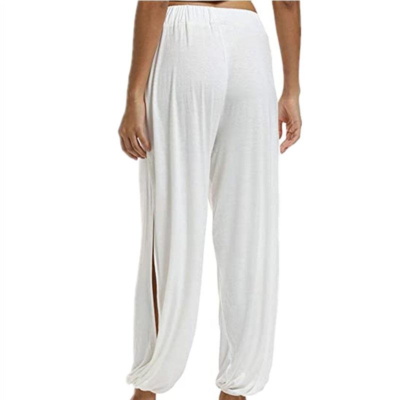 Damenmode-Haremshose, seitlich geteilt, Jogging, Hippie, Yoga, Strand, einfarbig, Sporthose