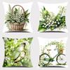 New Lily of the Valley Pillowcase Printed Floral Pattern Short Sofa Pillow Case Zipper 45*45cm Cushion Cover Spring Season