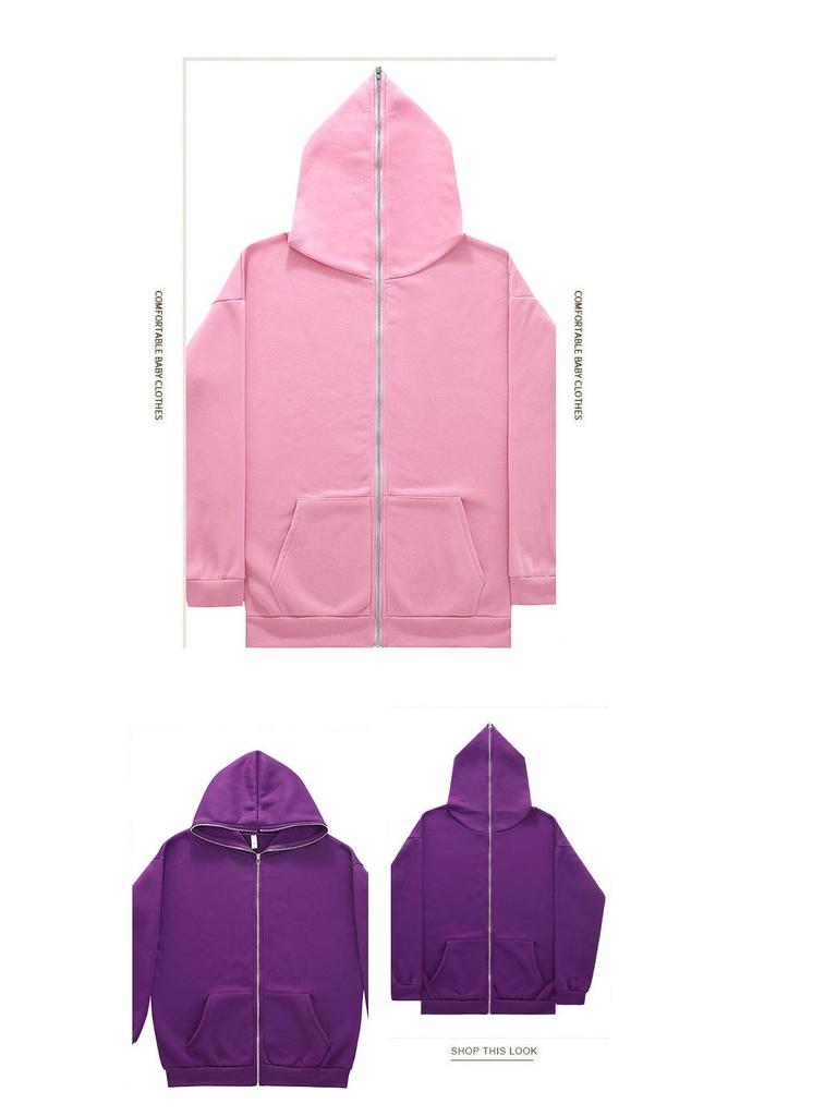 Men's Solid Color Full Zip Hoodie Sweatshirt