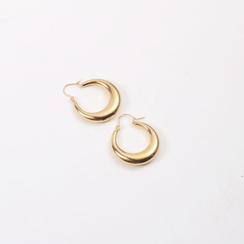 Non Tarnish Waterproof Basic Hollow Out Hoop Earrings Stainless Steel Earrings