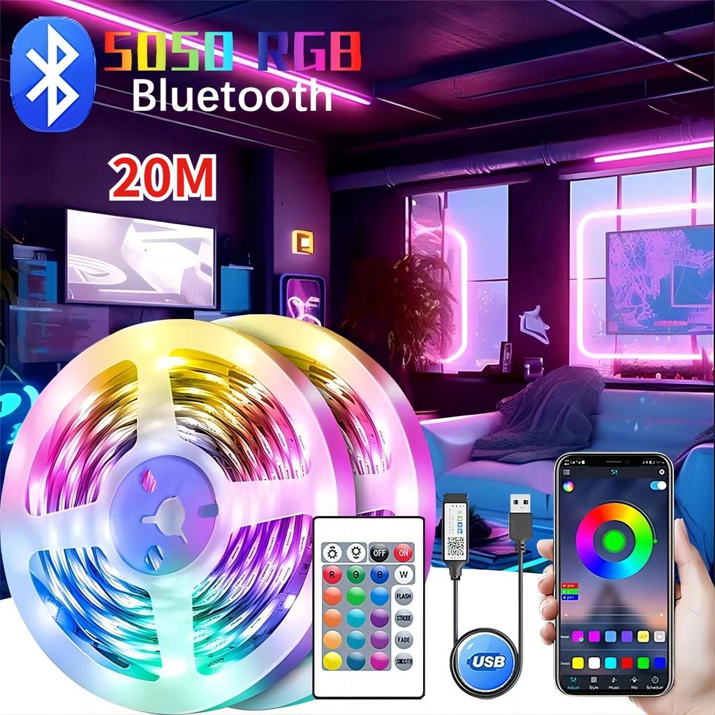 5M 20M RGB 5050 LED Bar Light Bluetooth Smart Home TV USB Wall Light Decoration Bedroom