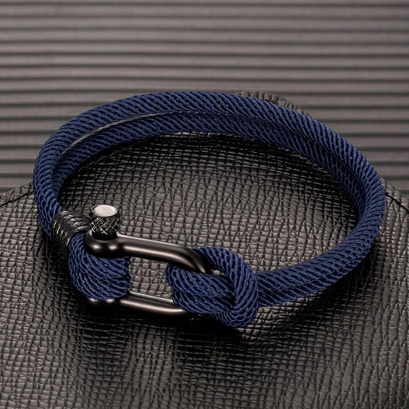 U-shaped Horseshoe Buckle Bracelet Men's Stainless Steel Couple Milan Rope Outdoor Enthusiast Bracelet