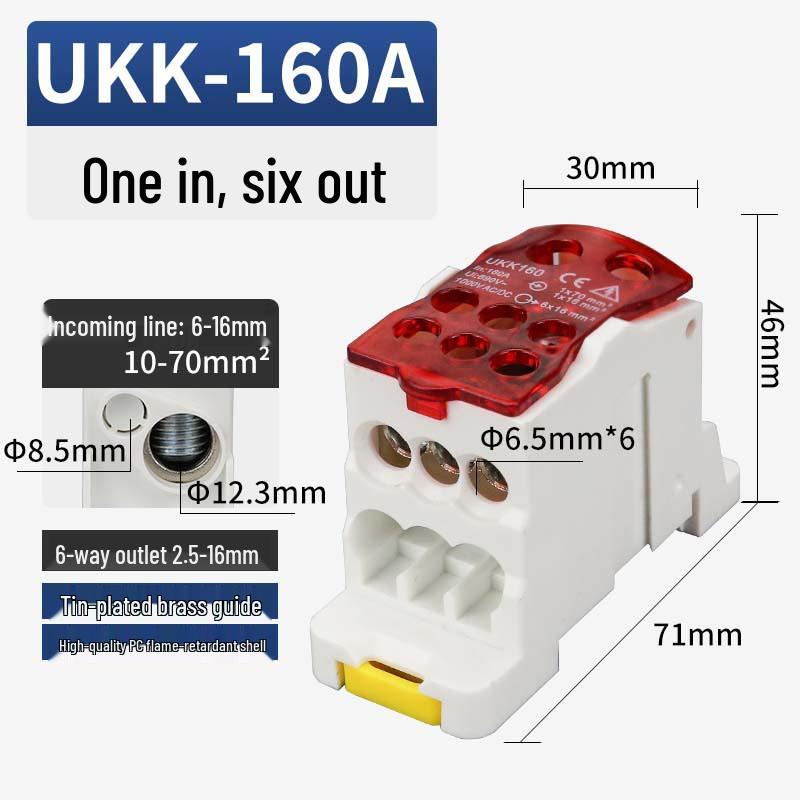 UKK Hochstrom-Anschlusskasten: Einpolige Schiene, Mehrfachausgangsverdrahtung