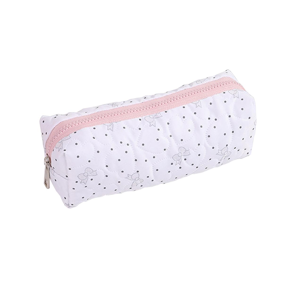 

1PC Bowknot Print Pencil Case, Creative Starry Sky Style Portable Zipper Desktop Stationery Storage Bag, Cute Gift for Friends белый