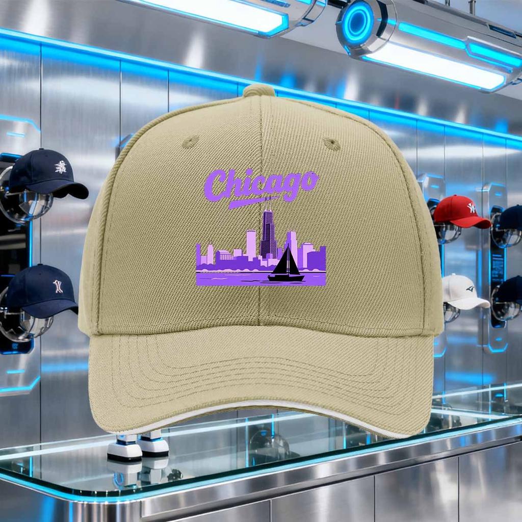 Chicago Skyline Sailboat Baseball Cap Polyester Graphic Print Adjustable Snapback Hat Casual Outdoor Adult