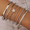 Striped rhombus pattern exaggerated personalized twist design multi-layer opening stacked bracelet women's bracelet set