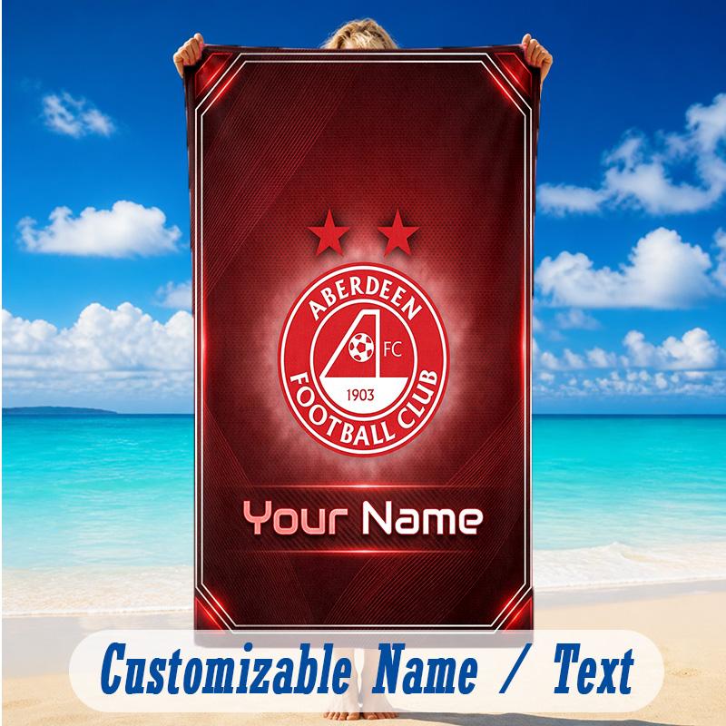 Beach Towel Custom Name Text, Quick Dry Large Towel For Beach HomeAberdeen FC
