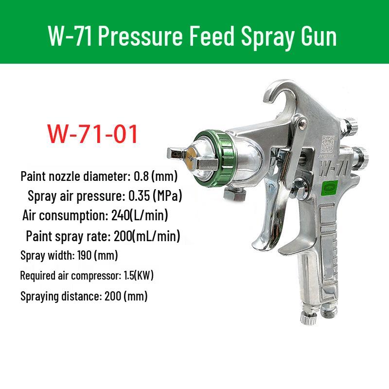 W-71 High Atomization Spray Gun for Sheet Metal, Automotive, Furniture, and Woodworking with Latex and Oil Paint Compatibility.