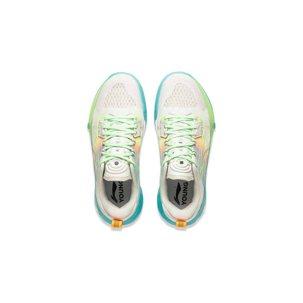 Li Ning Premium 4.0 Reflektierend Leicht Atmungsaktiv Rebound Low-Top Basketballschuhe Kinder Sneaker Hellgrau Blau YKBU016-1