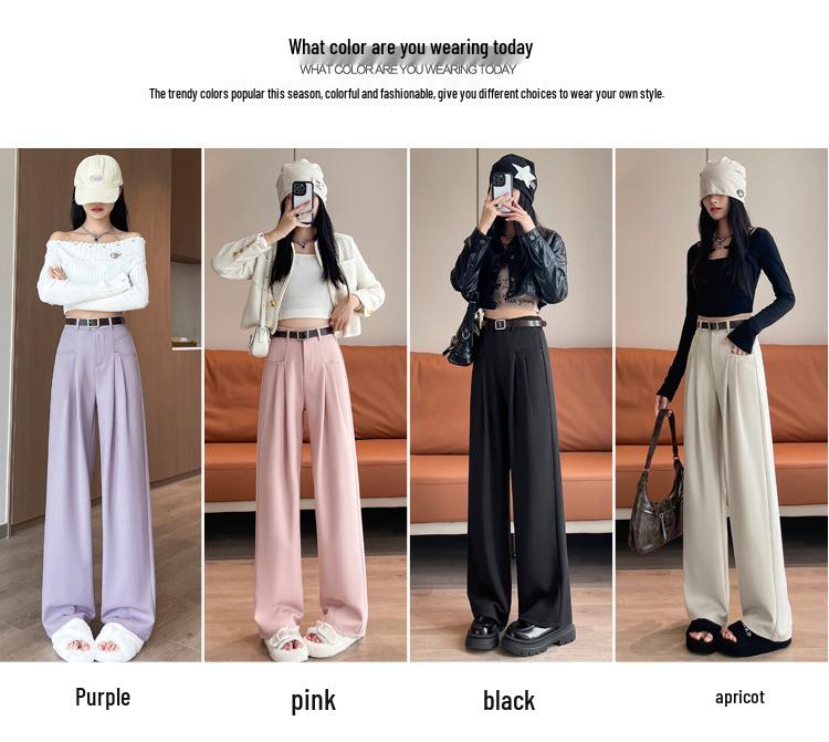 Autumn 2026 Women's High Waist Slim Fit Wide Leg Casual Pants - Floor Length