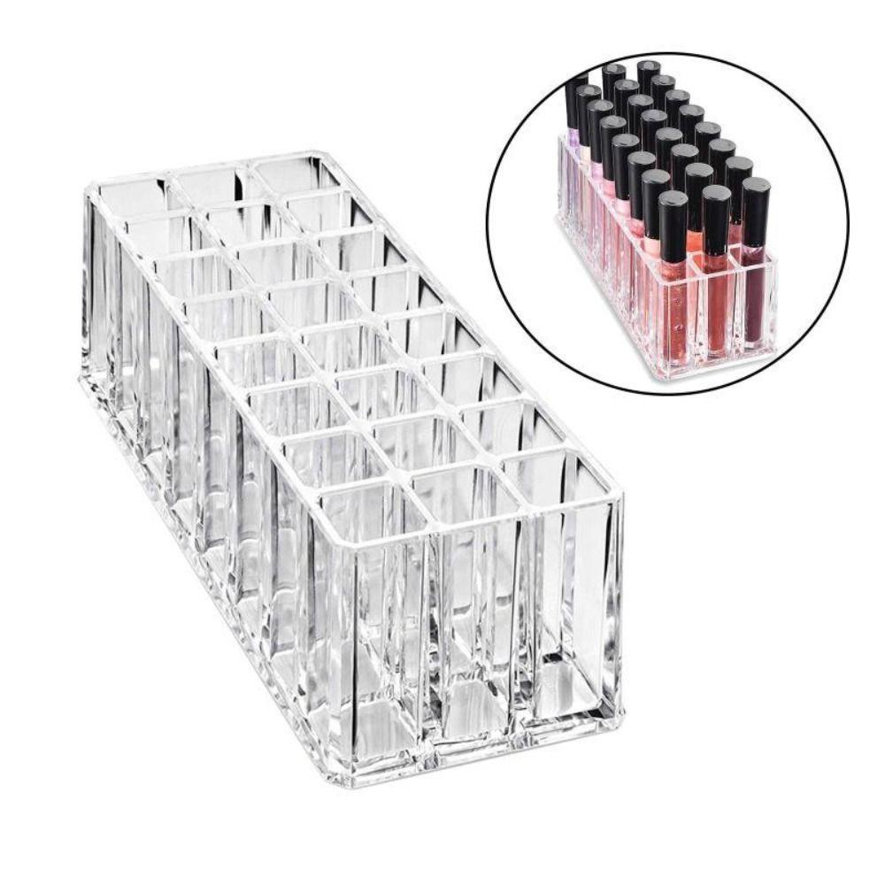24-Slot Lipstick Holder Clear Acrylic Cosmetic Storage Box Desktop Gloss Box