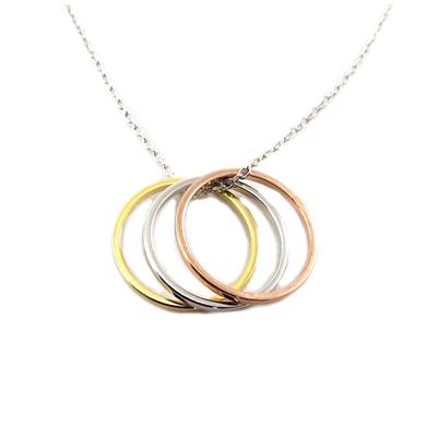 [Q6126] - Tricolor Silver 'Boho' Handmade Necklace (rings) - 25x15 Mm