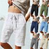 Men's Cotton-Linen Blend Elasticated Waist Drawstring Breathable Outdoor Summer Loose-Fit Casual Shorts