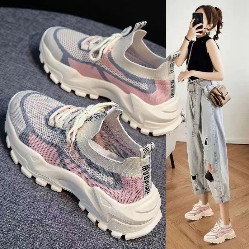 Fashion Limited Stock! Breathable Color - Blocked Chunky Sneakers for Trendy Outfits
