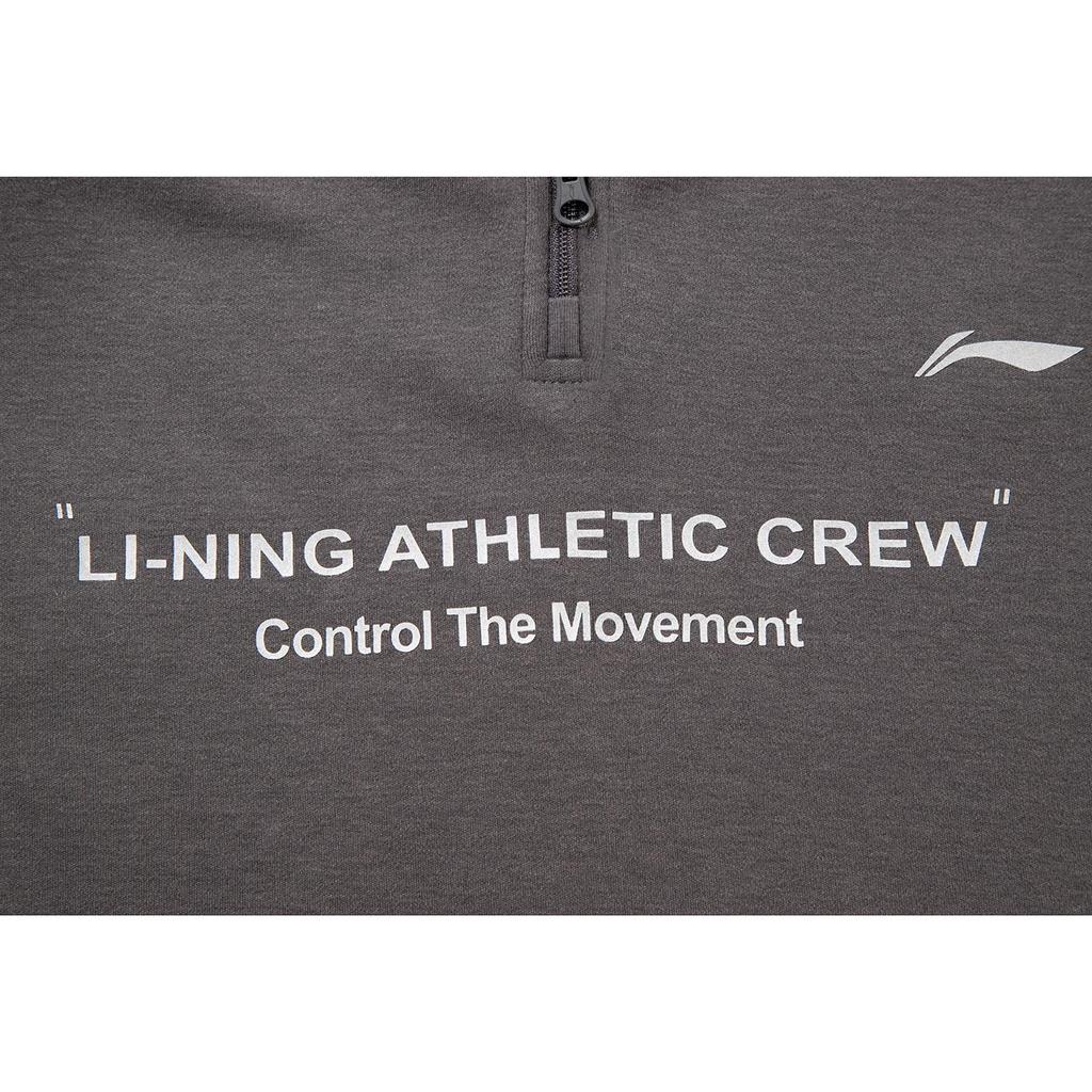 Li Ning Fitness Series Casual Simple Comfortable Versatile Stand Collar Letter Print Breathable Sports Long Sleeve T-Shirt Men T-Shirt ATLV273-5