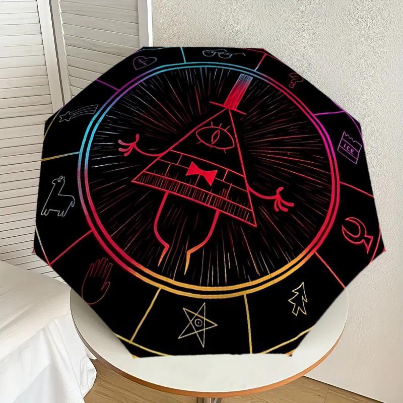 1pc Gravity Falls Bill Cipher Automatic Folding Umbrella - Compact 8-Rib Design, Durable Plastic & Iron, Lightweight for Outdoor Daily Use,  a0929178