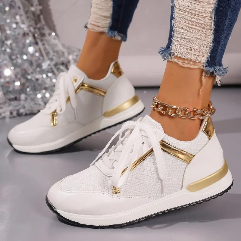 Ženy Móda Lehké Tenisky na platformě Bílé Sportovní Boty Žena Podzimní Neformální Boty Plus Velikost 43 Zaptillas De Mujer