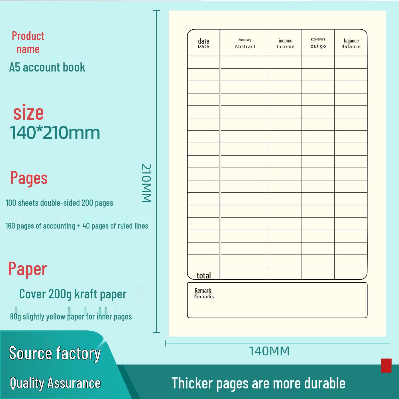 A5 Financial Management Notebook: 200-Page Daily Income & Expense Ledger A5