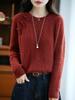Women's Retro Chinese Style Wool Cable Knit Sweater - Autumn/Winter Versatile Layer Top
