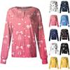 Damen Casual Mode Langarm Stehkragen Einreiher Valentinstag Print Arbeitsjacke Tops