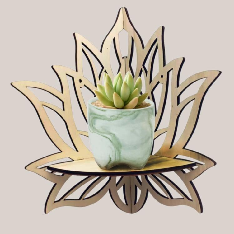 Hollowed Flower Corner Shelves Wood Floating Wall Shelf Plant Display Corner Shelves Organizers Storage Rack Home Decors