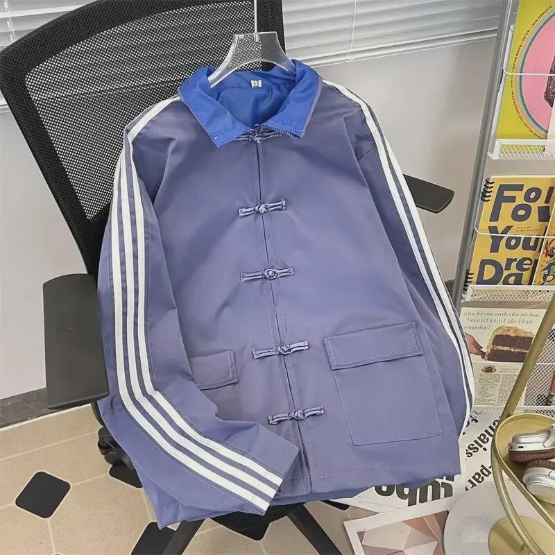 

Модная куртка унисекс в китайском стиле «Тан» с пуговицами на весну и осень