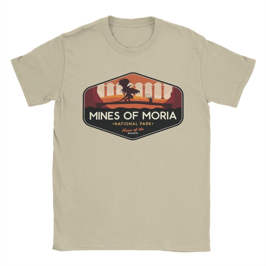 Herren T-Shirt Moria Nationalpark Heimat des Balrog Vintage Reine Baumwolle T-Shirts LLords Of The RRings T-Shirt Rundhals Oberteile