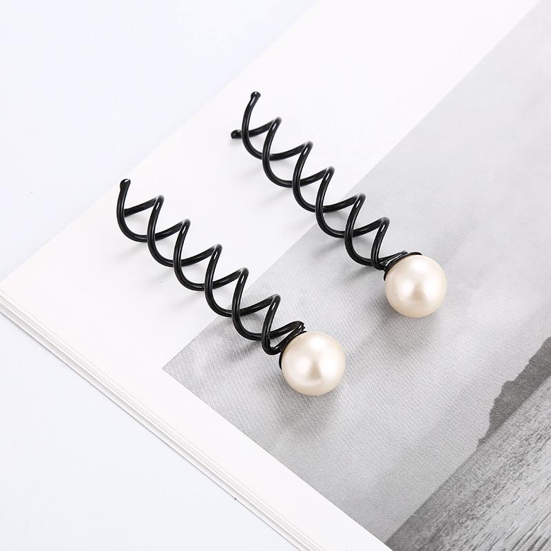Agrafă de păr spiralată cu șurub, Perle Negre Coreene, Agrafă Bobby, Răsucitoare, Barretă, Ace de păr negre, Accesorii de styling pentru împletit părul