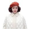 Autumn Winter With Curly Hair Beret Hat With Wig Warm Casual Wig Plain Cap Attached Wig French Artist Hat Women